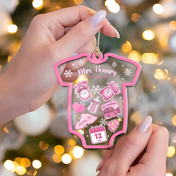 Personalized Baby's First Christmas Ornament 2025 - Custom Birth Stats Shaker Ornaments - Newborn Birth States Boy Girl Keepsake Ornament - X-mas Decoration - Gifts for Christmas