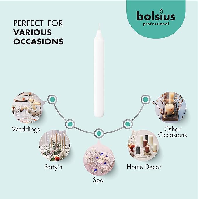 BOLSIUS White Candlesticks - 2 Packs = Total 90 Candles - 6+ Hours - Premium European Quality - Consistent Smokeless Flame - Unscented Dripless Dinner Candles