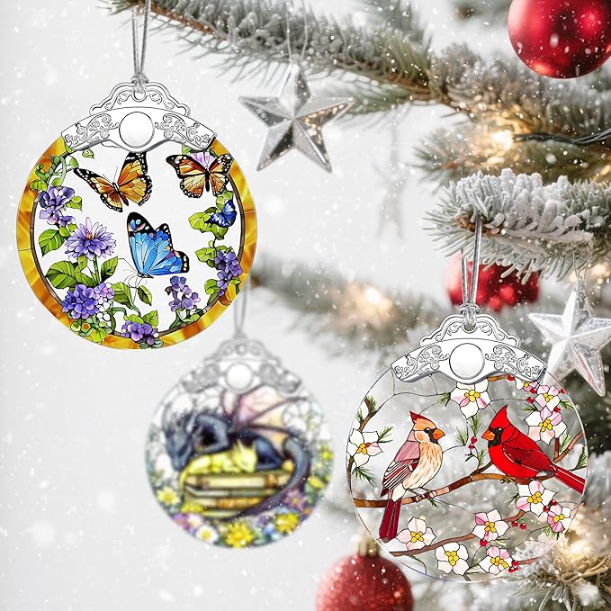 Christmas Ornaments: Stained Glass Ornament, Christmas Tree Ornament, Hanging Ornaments for Home Decor & Xmas Tree Decorations – Holiday Decor, Gifts & Holiday Present - Monarch Butterfly