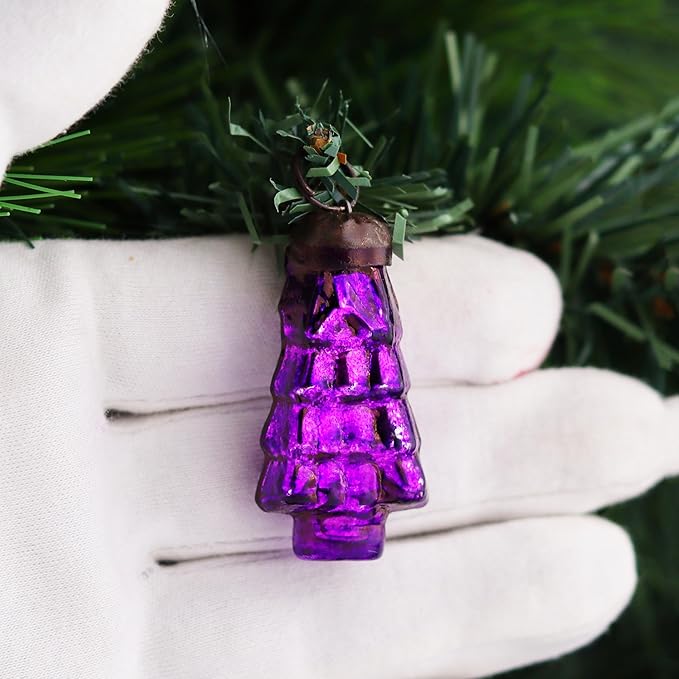 IndianShelf 300 Pieces Gold & Purple Glass Vintage Christmas Ornaments Mini Bulk Decorative Ornaments for Halloween, Christmas Tree, New Year, Valentine Day, Holidays, Event & Wedding(25 * 12 Boxes)