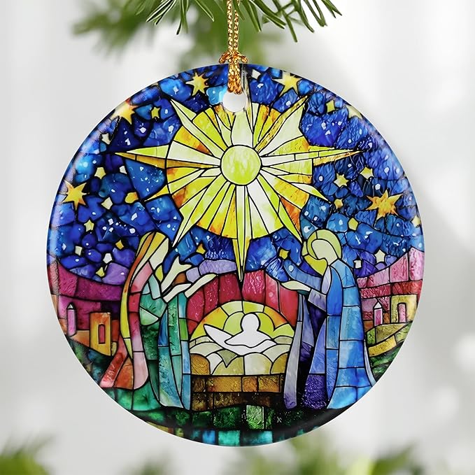 Nativity Scene Ornament: Christmas Ornaments, Religious Christmas Decorations for Tree, Catholic Ornament & Christian Holiday Decor | Religious Gifts, Christian Gifts - Design A