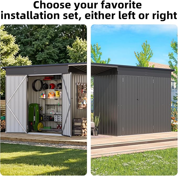 AECOJOY 14x4FT Metal Lean to Shed with Open-Sided Pergola, 4'x8' Outdoor Storage Shed & 6'x4' Attached Hardtop Gazebo Combo, 56 Sq.Ft Covered, 2-in-1 Small Sheds & Outdoor Storage for Patio, Backyard