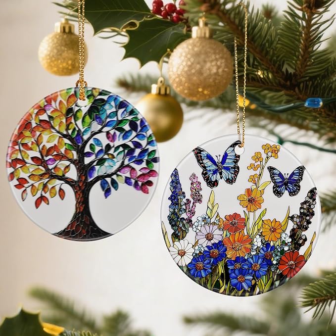 Wildflower Butterfly Ornament, Christmas Ornaments: Christmas Tree Decorations, Holiday Decor, Stocking Stuffers, Gift Ideas, Xmas Gift, Butterfly Lover Gifts & Gifts for Nature Lover
