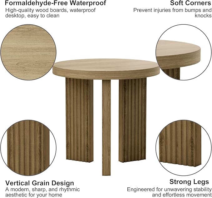 Small Round Side Table, 17.52" Coffee Table with Smooth Thick Mesa, Circle End Table with X Shaped Stable Legs, Accent Tea Table for Living Room, Office, Walnut