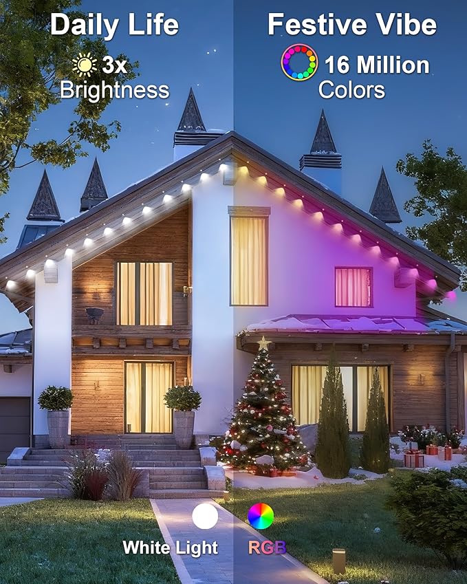 XINKAITE 150ft Permanent Outdoor Lights for House, 2025 Eave Lighting with App/Remote Control, IP67 Waterproof smartlight for Christmas, Halloween, Holiday, Party, Daily