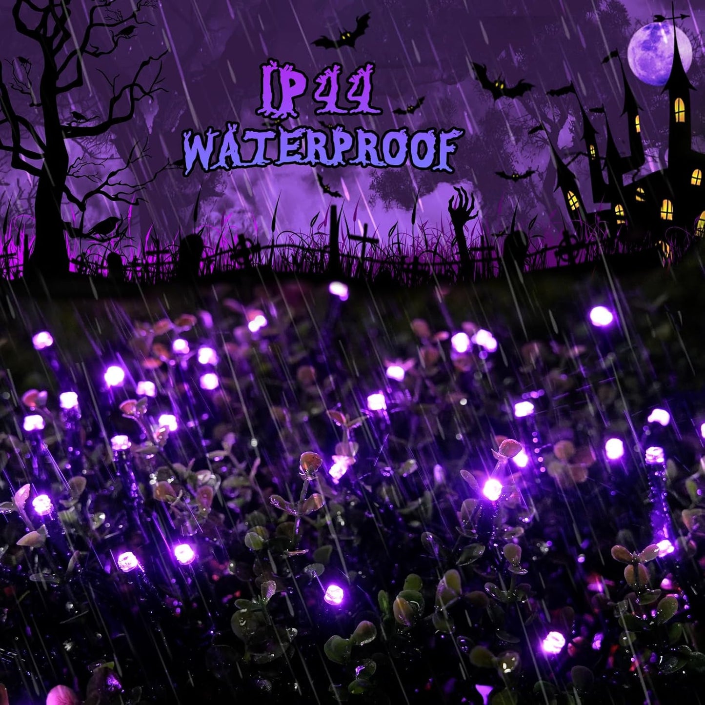 JMEXSUSS 200 LED 66ft Purple Halloween Lights, Connectable Halloween String Lights Plug in, 8 Modes Outdoor Christmas Tree Light for Patio Party Indoor Christmas Ceiling Room Decor