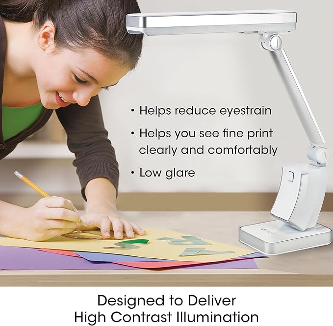 OttLite 13W Slimline Desk Lamp - Home, Office, Bedroom, or Reading (White)