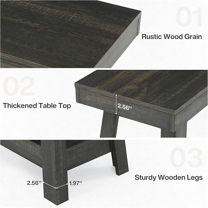 Tribesigns 2-Tier Wooden End Table, Farmhouse Small Sofa Side Table with Storage, Slim Narrow Nightstand for Living Room, Bedroom, Small Spaces, Rustic Grey