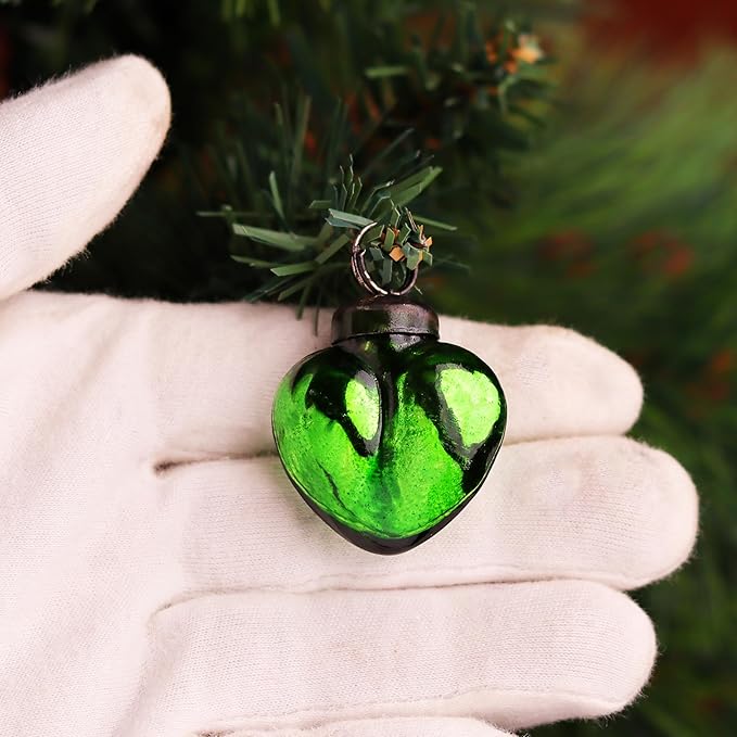 IndianShelf 200 Pieces Pink & Green Glass Vintage Christmas Ornaments Mini Bulk Decorative Ornaments for Halloween, Christmas Tree, New Year, Valentine Day, Holidays, Event and Wedding (25 * 8 Boxes)