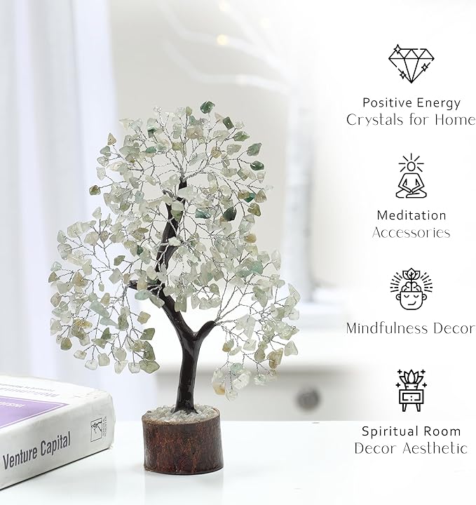 PYOR Green Jade Crystal, Bonsai Tree, Money Trees, Crystals and Healing Stones, Reiki Decor, Jade Crystal, Gemstone Tree, Spiritual Gifts for Women, Decorations for Living Room, Office Decor Women