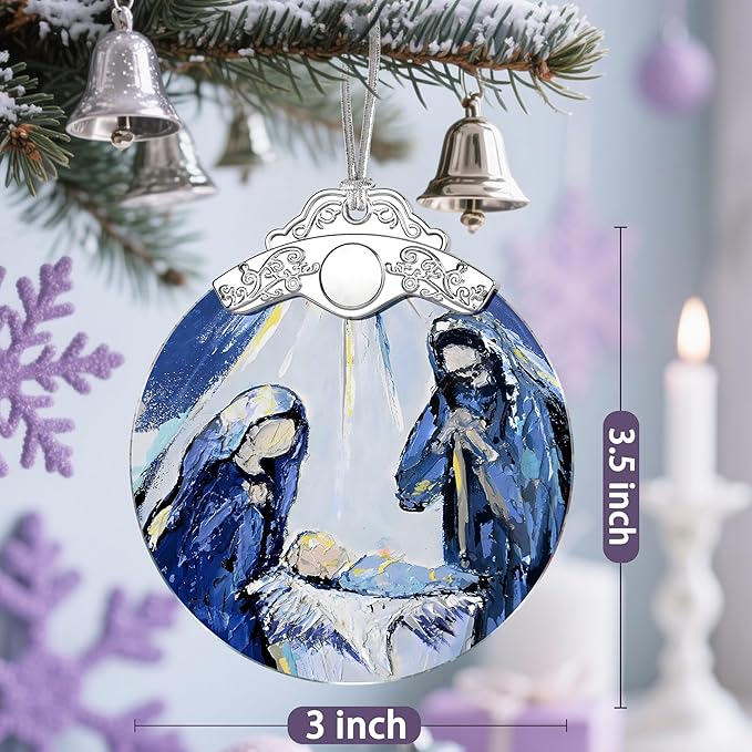 Stained Glass Christian Ornament, Nativity Christmas Ornaments, Christmas Decorations for Tree, Holiday Ornament, Christian Gifts, Religious Gifts, Gift Ideas & Xmas Gift