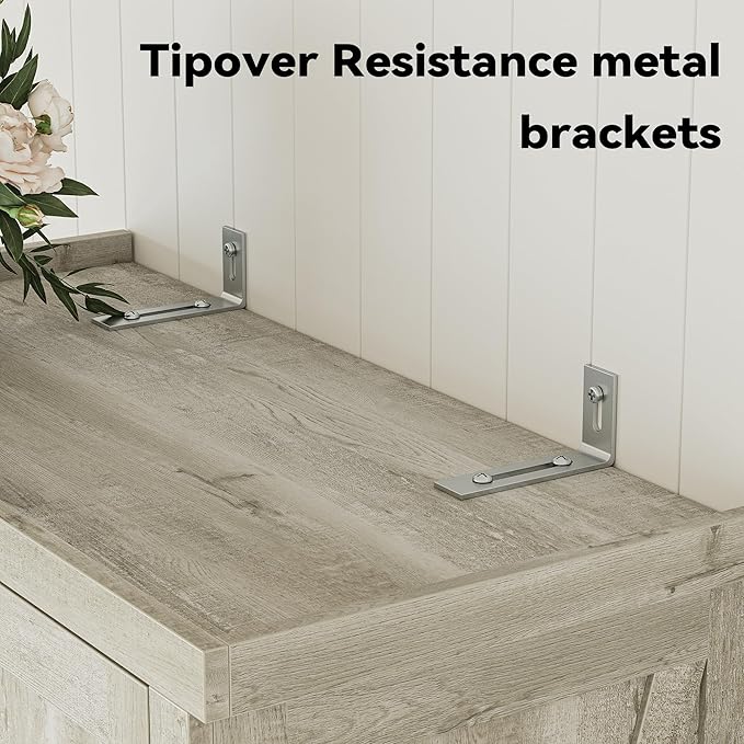 IRONCK Kitchen Pantry Storage Cabinet 83.9" H, with Barn Doors, Drawer, 4 Adjustable Shelves, Freestanding Cupboard for Dining Room Living Room, Laundry, Rustic Maple