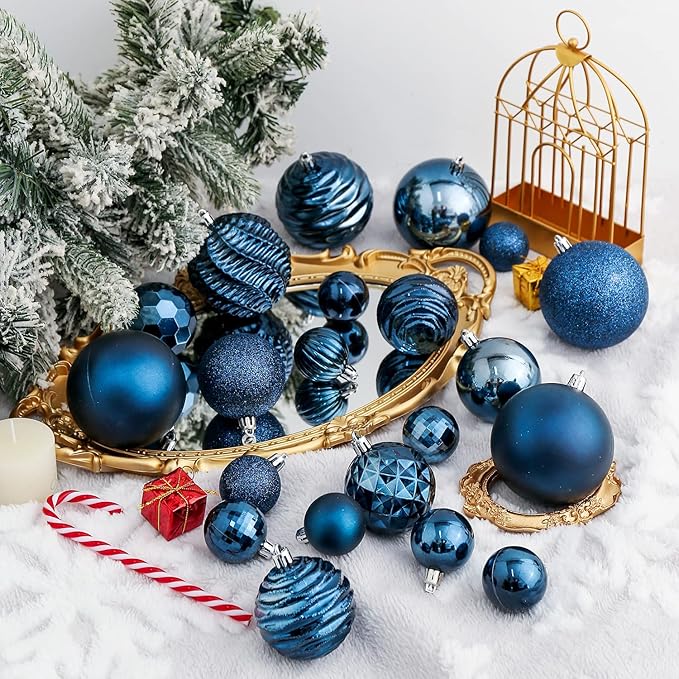 XmasExp 16ct Christmas Balls Ornaments - Shatterproof Large Hanging Ball Decorative Xmas Balls for Holiday Wedding Party Xmas Tree Decoration(3.15"/80mm, Diamond Blue)