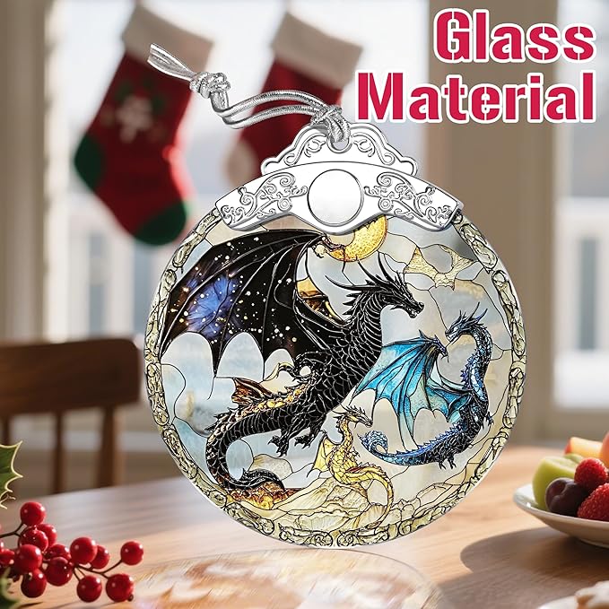 Christmas Ornaments: Stained Glass Ornament, Christmas Tree Ornament, Hanging Ornaments for Home Decor & Xmas Tree Decorations – Exquisite Holiday Decor, Gifts & Holiday Present - Dragon