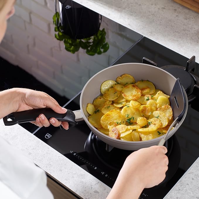 Fissler Ceratal Comfort Ceramic 9.5 Inch Non-Stick Frying Pan, Warm Grey, Made without PFAS