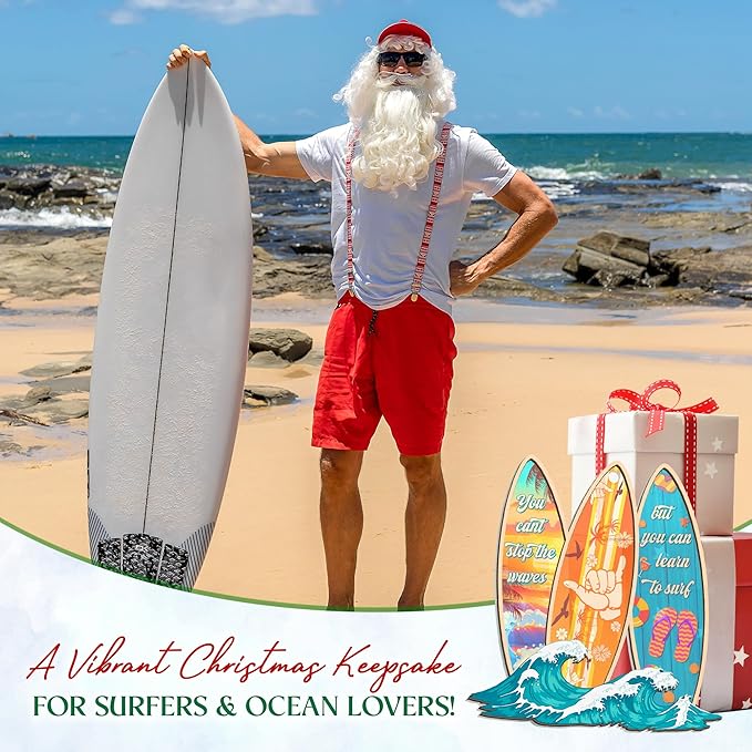 AVERXO Surfboard Ornaments for Christmas Tree - Suncatcher Christmas Ornaments 2025 - Surfboard Ornament, Surfer Gifts for Men Women, Beach Gifts for Surfers Beach Lovers Friends, Beach Ornament Decor