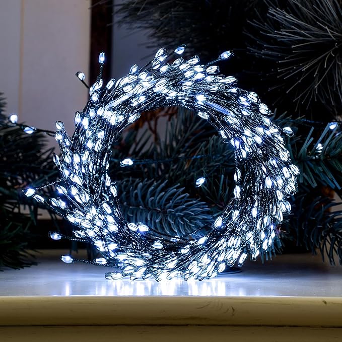 Firecracker Fairy Lights,10FT 100Leds Waterproof Twinkle Lights Plug in,8 Modes Remote String Light for Indoor Outdoor Christmas Wedding Birthday Patio Garden Decor,Green Wire,Cool White