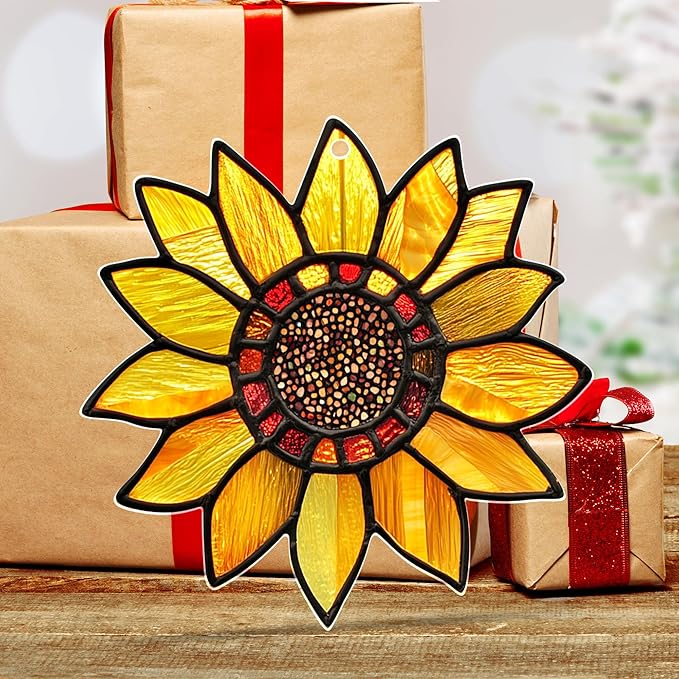 Christmas Sunflower Gifts for Women Men - Acrylic Christmas Ornaments 2025 for Xmas Decorations - Sunflower Decor, Boho Gifts for Women Girl Mom Grandma, Flower Ornaments for Tree