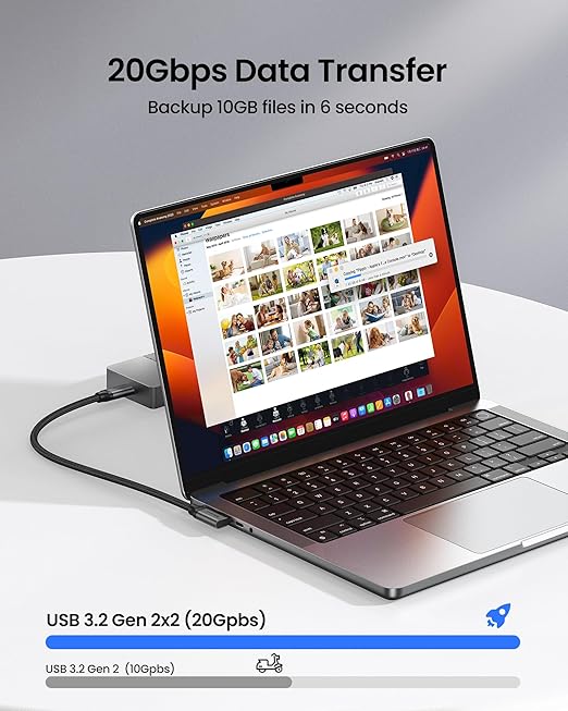 Silkland USB C Monitor Cable Right Angle 4FT, 8K@30Hz 5K/4K@60Hz Display, 20Gbps Data Transfer, 90 Degree USB C 3.2 Gen 2x2 Video Cable, 240W Charging for iPhone 17, MacBook, Portable Monitor, Carplay