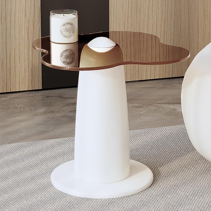 Nesting Coffee Table Set of 2, Cloud Shape Center & Small Tempered Glass Top Accent Side Table, Modern Home Decor Table Set for Living Room, Bedroom, Office
