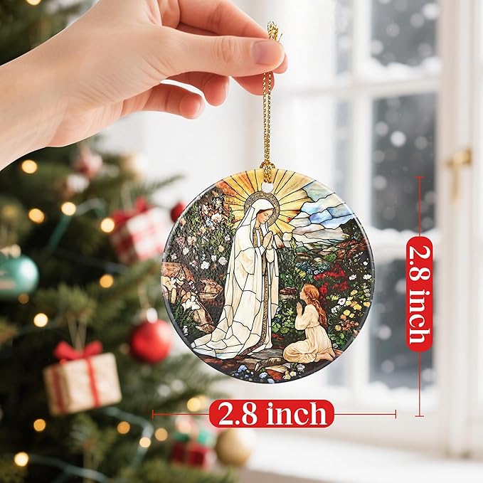 Lady of Lourdes Christmas Ornaments: Christmas Tree Ornaments, Virgin Mary Religious Holiday Decor, Catholic Home Decor, Stocking Stuffers, Gift Ideas, Religious Gifts & Faith Gifts for Christian