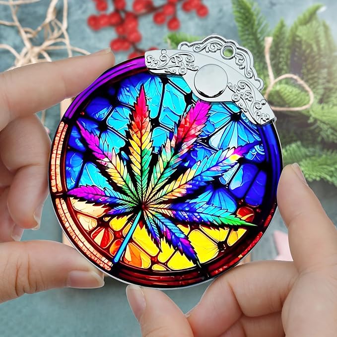 Maple Leaf Ornament Glass Hanging Ornament for Christmas, Thanksgiving, Birthday, Holiday Decorations and Xmas Gifts Ideas