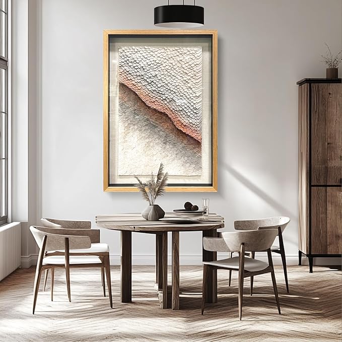 BrightA 3D Paper White Wall Art Abstract Wall Art Framed Artwork for Walls Frame Large Artwork for Living Room Office 27.5"x39.4"