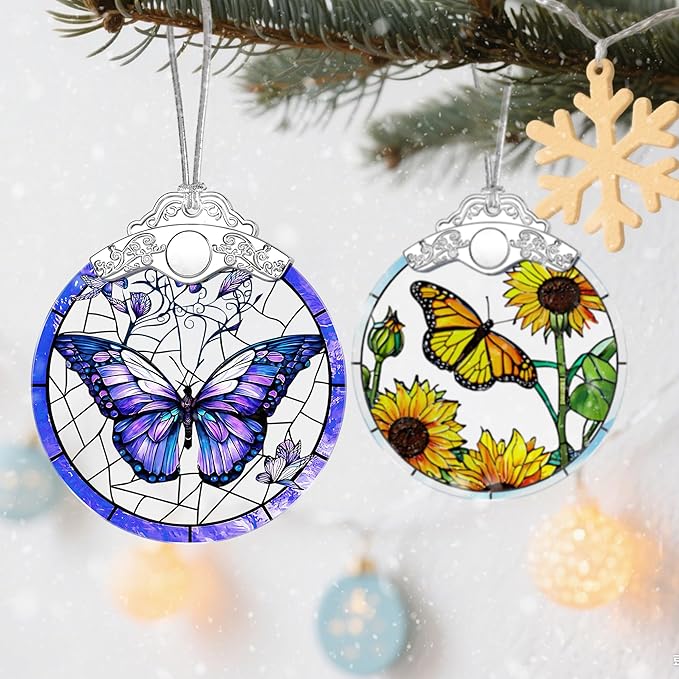 Butterfly Ornament, Stained Glass Christmas Decorations, Christmas Ornaments for Tree, Holiday Ornament, Gifts for Butterfly Lovers, Holiday Party Gifts, Gift Ideas & Xmas Gift