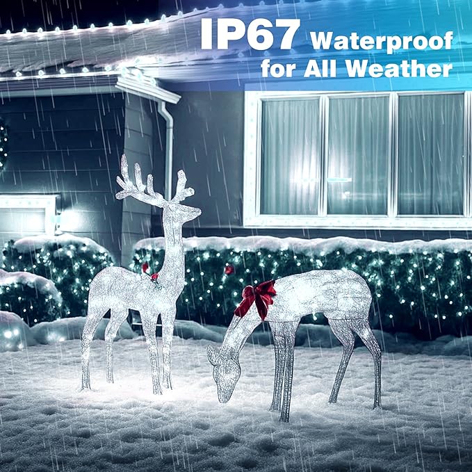 Christmas Lights 1200 LED 394 FT, IP67 Waterproof Christmastree Lights with 8 Modes, Remote Control 3 Timers & Memory Function Xmas Decorations for House and Holiday (Cool White)