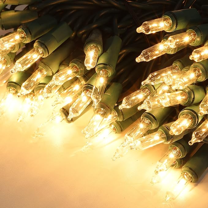 3 Sets Christmas Lights, 150 Count 33 FT Each Mini String Lights, Clear Green Wire Fairy Light, 120V UL Certified Connectable Xmas Tree Light for Holiday Patio Party Outdoor Decoration, Warm White