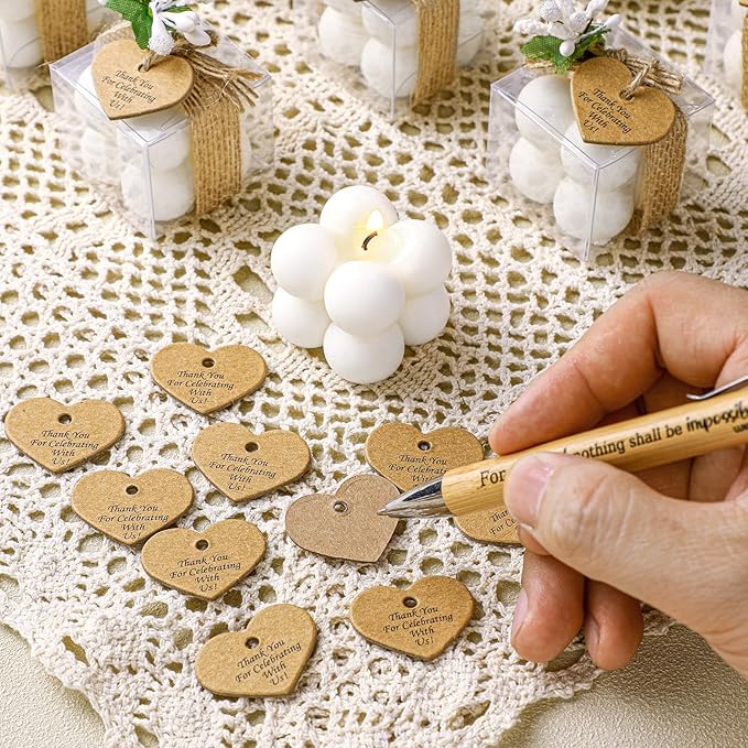 MTLEE 30 Sets Mini Bubble Candles Wedding Favors Gifts for Guests 1.57" x 1.38" Bubble Candles with Cards Dried Flowers DIY Gift Set for Baptism Party Bridal Shower Thank You Gifts (White)