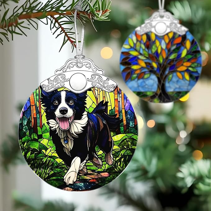 Loyal Border Collie Stained Glass Ornament, Christmas Ornament – Christmas Tree Decor, Holiday Decor, Stocking Stuffer, Gift Idea, Gifts for Dog Owner, Dog Lover, Pet Lover