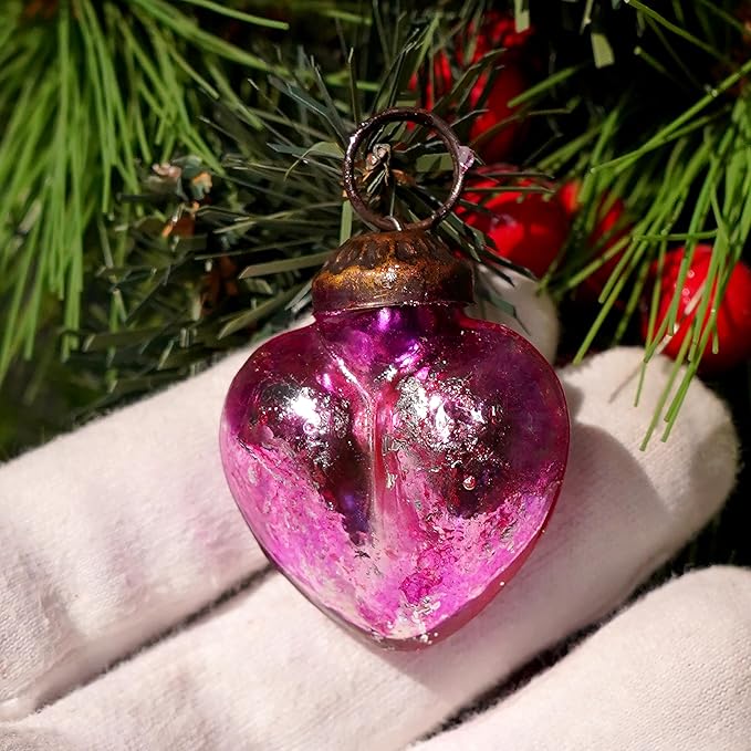 IndianShelf 100 Pieces Multicolor Distress Glass Vintage Christmas Ornaments Mini Bulk Decorative Ornaments for Halloween, Christmas Tree, New Year, Valentine Day, Holidays Event (25 * 4 Boxes)