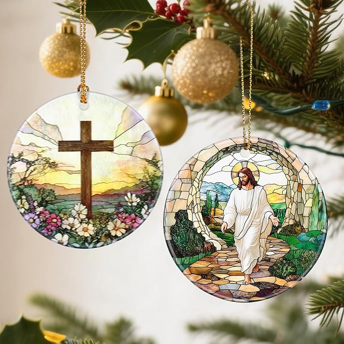 He is Risen: Resurrection of Jesus Christmas Ornaments – Christmas Tree Decorations, Christian Home Decorations, Stocking Stuffers, Gift Ideas, Easter Day Gift, Christian Gifts, and Religious Gifts