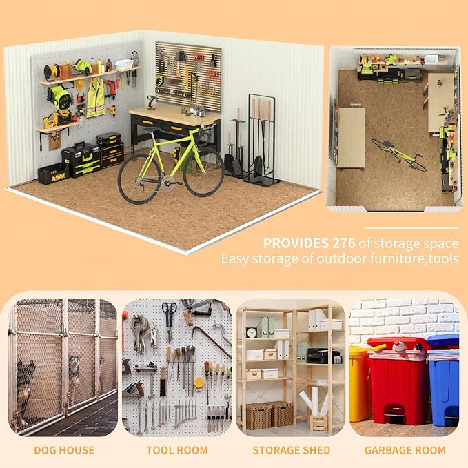 Outdoor Storage Shed 10x8 FT,Metal Tool Sheds,Waterproof Outside Storage Shed,Large Storage Building with Lockable Door
