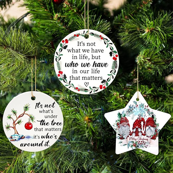 Mini Christmas Tree Ornament for Xmas Decoration Funny Ceramic Christmas Ornament Gifts for Family Friends Bestie BFF Cute Small Xmas Decorated Hanging Under The Trees Ornaments 2025