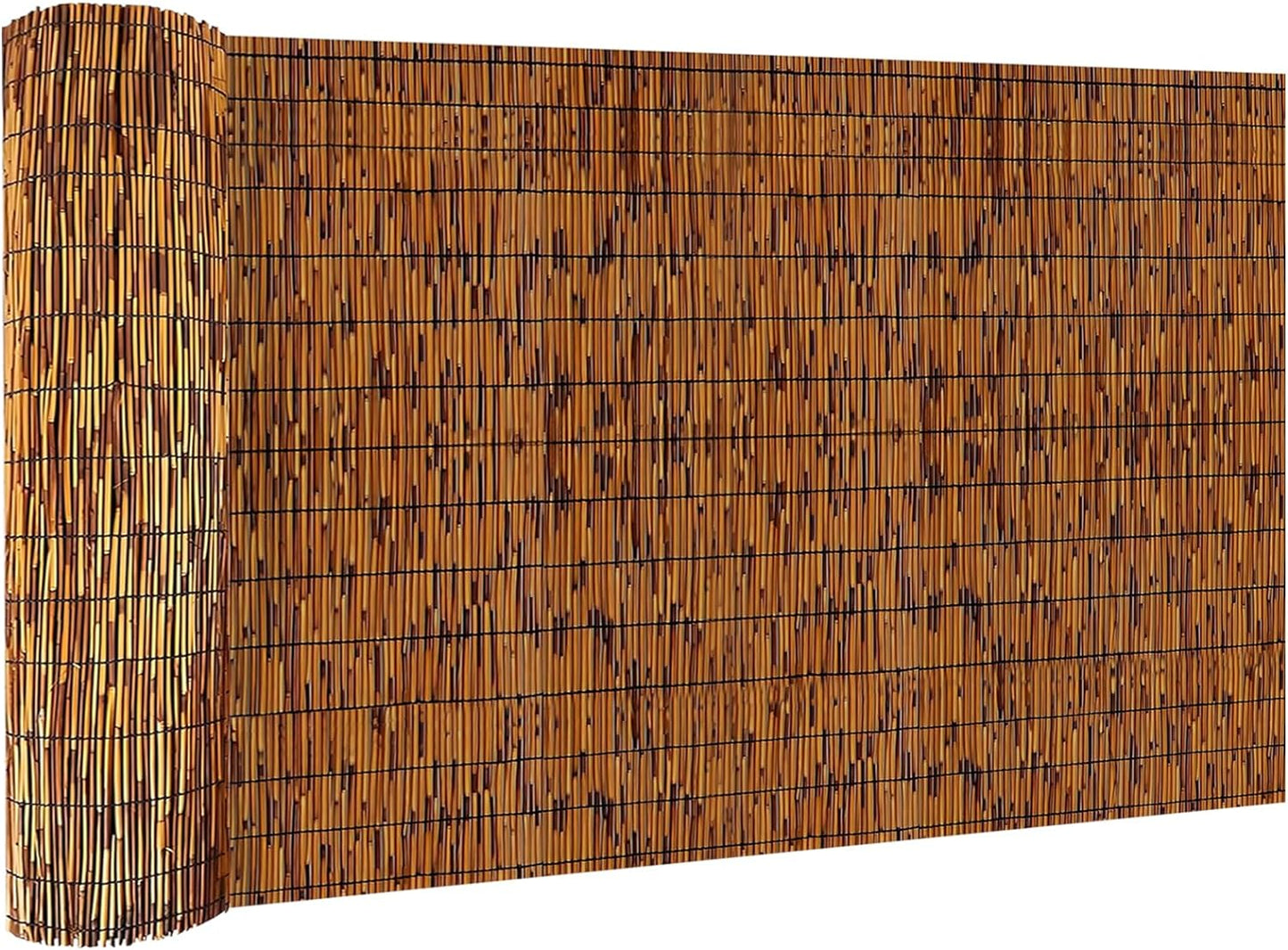 Bamboo Reed Fencing, Light Russet Bamboo Fence Rolls 4 Feet High, Decorative Reed Screen Privacy Curtains for Patio Balcony Garden Backyard Outdoor, 4 x 10 FT