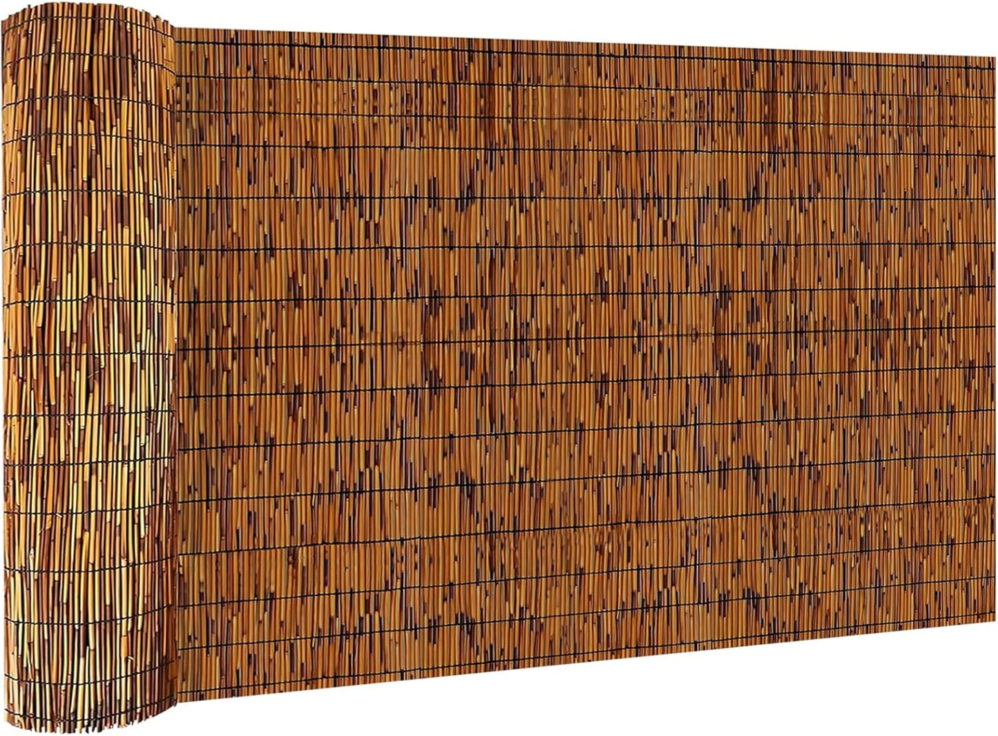 Reed Fencing Rolls, Decorative Bamboo Fencing 4ft High Roll Reed Screen, Bamboo Curtains for Balcony Patio Garden Backyard Outdoor (Light Russet)