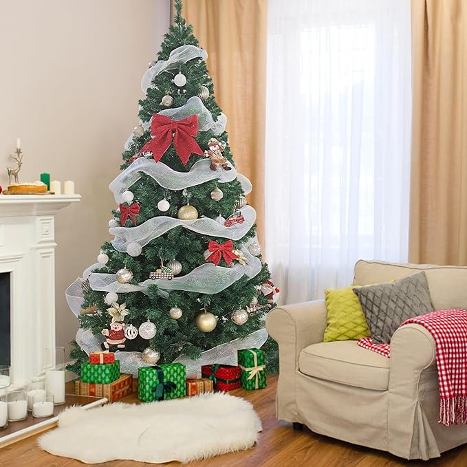 BESTHLS 7FT Christmas Tree Premium Artificial Pine Tree with Solid Metal Stand and 1100 Branch Tips for Holiday Indoor Decoration