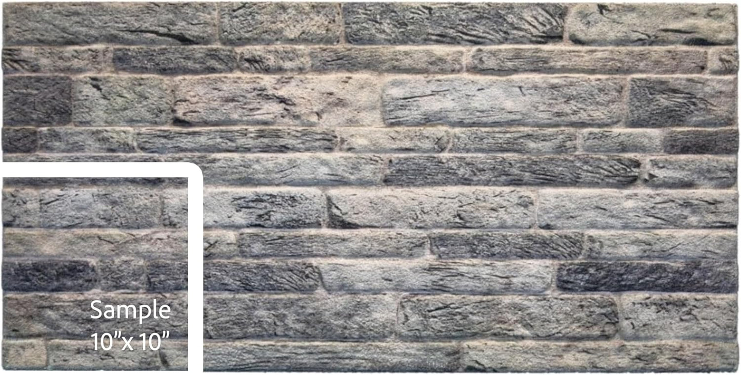 Dundee Deco 3D Wall Panels Faux Brick - Cladding Light Grey Stone Look Wall Paneling, Styrofoam, Sample, Size 10 x 10 in.