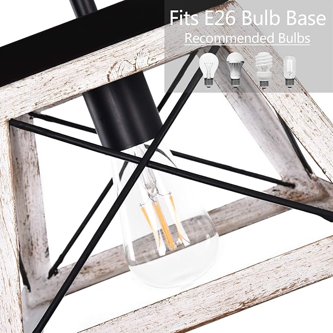 Luupyia Farmhouse Pendant Light Fixture, Height Adjustable, White Small Rustic Pendant Lighting, Farmhouse Island Lighting Fixtures Hanging for Entryway Kitchen Hallway