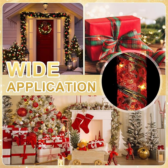 uxcell LED Lights Copper Wire Ribbon, 9.84Ft 30 Battery Powered Christmas Tree Decorations String for Party Weddings Christmas Tree (Red, Warm Light)
