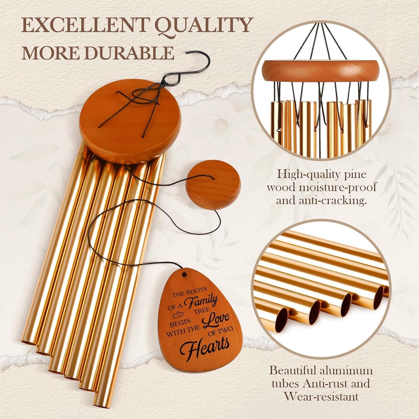 60th Wedding Anniversary Wind Chime, Happy 60th Anniversary Romantic Gifts for Couple, Parents, Wife, Husband, Friends, Diamond Wedding Anniversary's Keepsake Gifts Ideas