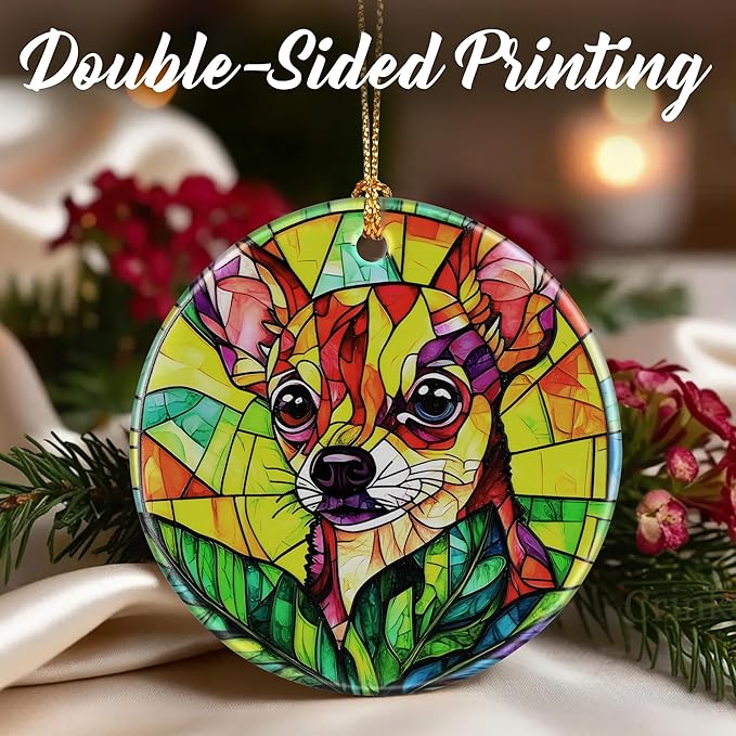 Vibrant Chihuahua Ornaments, Dog Christmas Ornaments: Christmas Tree Decorations, Holiday Decor, Stocking Stuffers, Gift Ideas, Xmas Gift, Gifts for Pet Lover & Gifts for Dog Lover