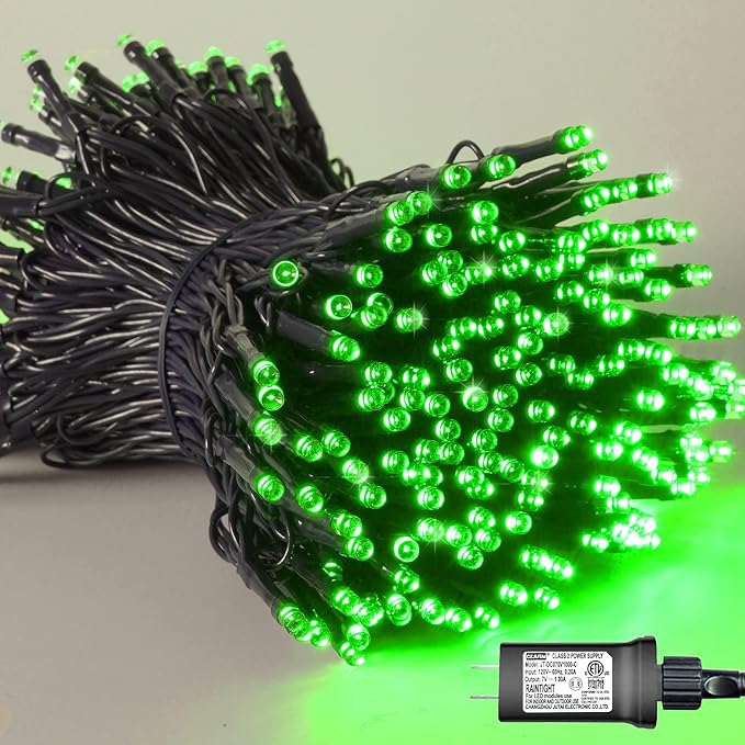 YEGUO 66ft 200 LED Green Christmas Lights Outdoor Waterproof, Green Wire String Lights Indoor, 8 Modes Twinkle Lights for Christmas Tree Plug in with Timer Memory