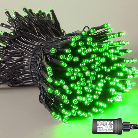 YEGUO 66ft 200 LED Green Christmas Lights Outdoor Waterproof, Green Wire String Lights Indoor, 8 Modes Twinkle Lights for Christmas Tree Plug in with Timer Memory