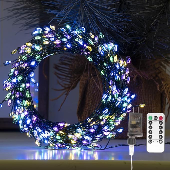Firecracker Fairy Lights,50FT 500Leds Waterproof Twinkle Lights Plug in,8 Modes Remote String Light for Indoor Outdoor Christmas Wedding Birthday Patio Garden Decor,Green Wire,Multicolor
