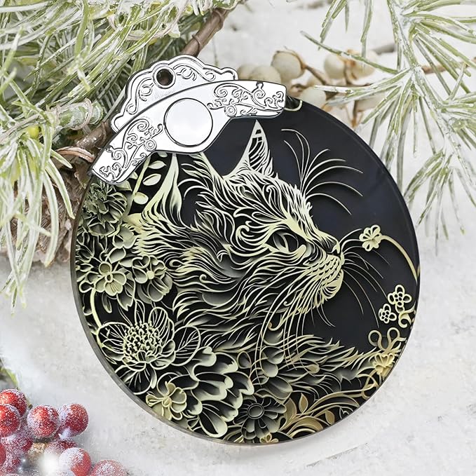 Christmas Decorations Ornaments, Stained Glass Ornament, Christmas Tree Ornaments, 2025 Gift Ornament, Xmas Gift for Friend Family Coworker - Persian Cat