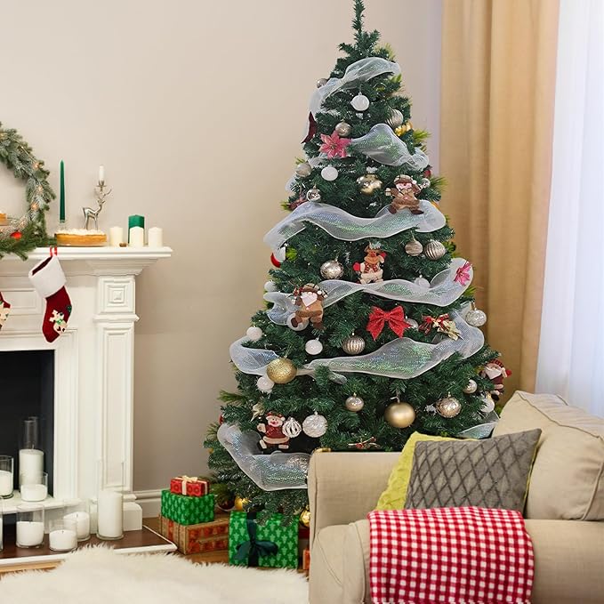 BESTHLS Christmas Tree 6FT Artificial Pine Christmas Tree with Metal Stand and Decorations for Indoor Outdoor 720 Branch Tips