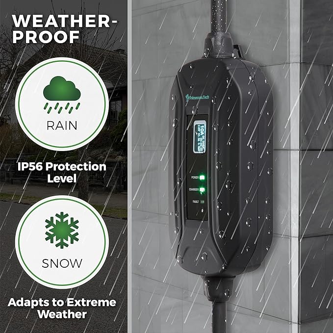 PRIMECOM Level 2 Electric Vehicle (EV) Charger (220V / 240Volt, 16Amp) Portable EVSE Smart Electric Car Charger, 30', 40', and 50 Feet Lengths (NEMA L6-30P, 40 Feet)